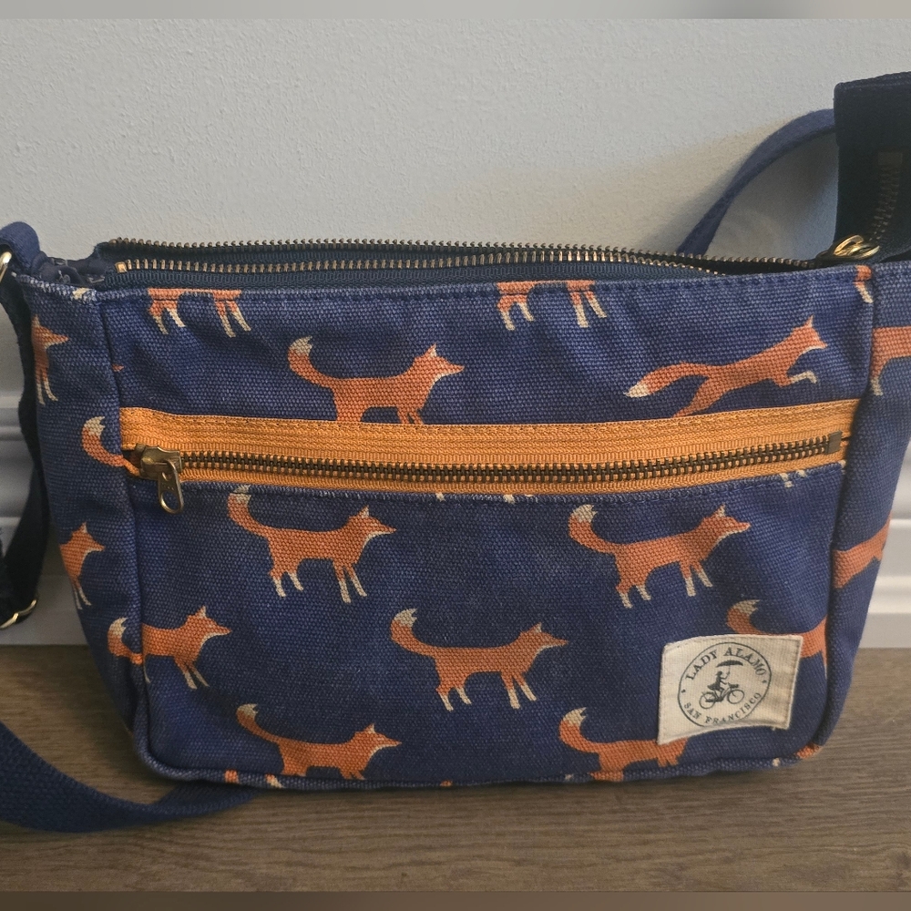 Lady Alamo Blue and Orange Fox print bag
